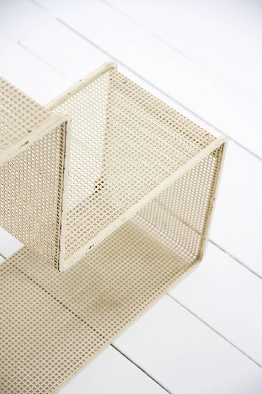 Mid-Century Modern Dedal Wall Shelf by Mathieu Mategot, Perforated Steel, France, circa 1950 For Sale