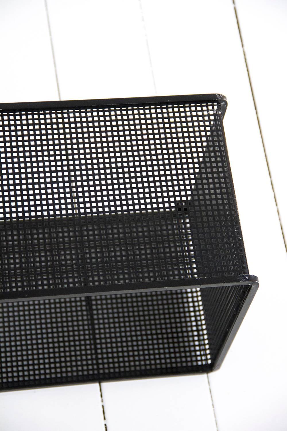 French Black Dedal Wall Shelf by Mathieu Mategot, Perforated Steel, circa 1950, France