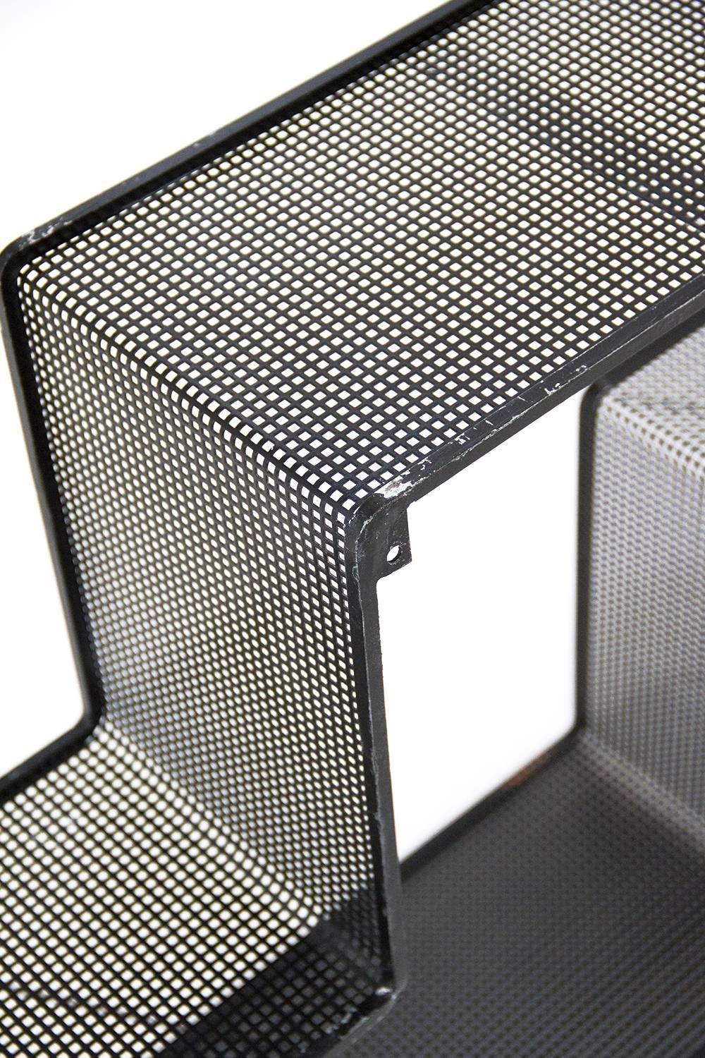 Mid-20th Century Black Dedal Wall Shelf by Mathieu Mategot, Perforated Steel, circa 1950, France