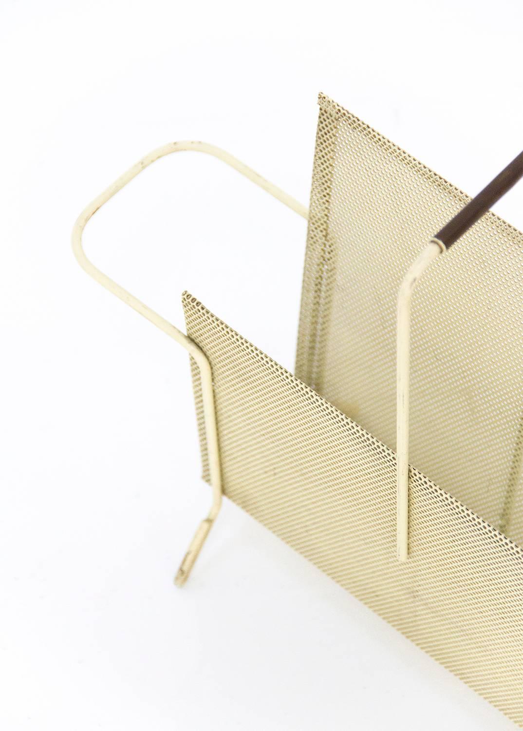 French Magazine Holder Designed by Mathieu Mategot, Folded Metal, circa 1950, France For Sale