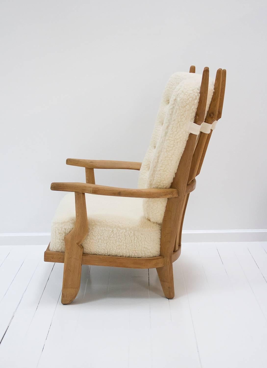 Mid-20th Century Pair of Armchairs by Guillerme et Chambron, Oakwood, circa 1960, France