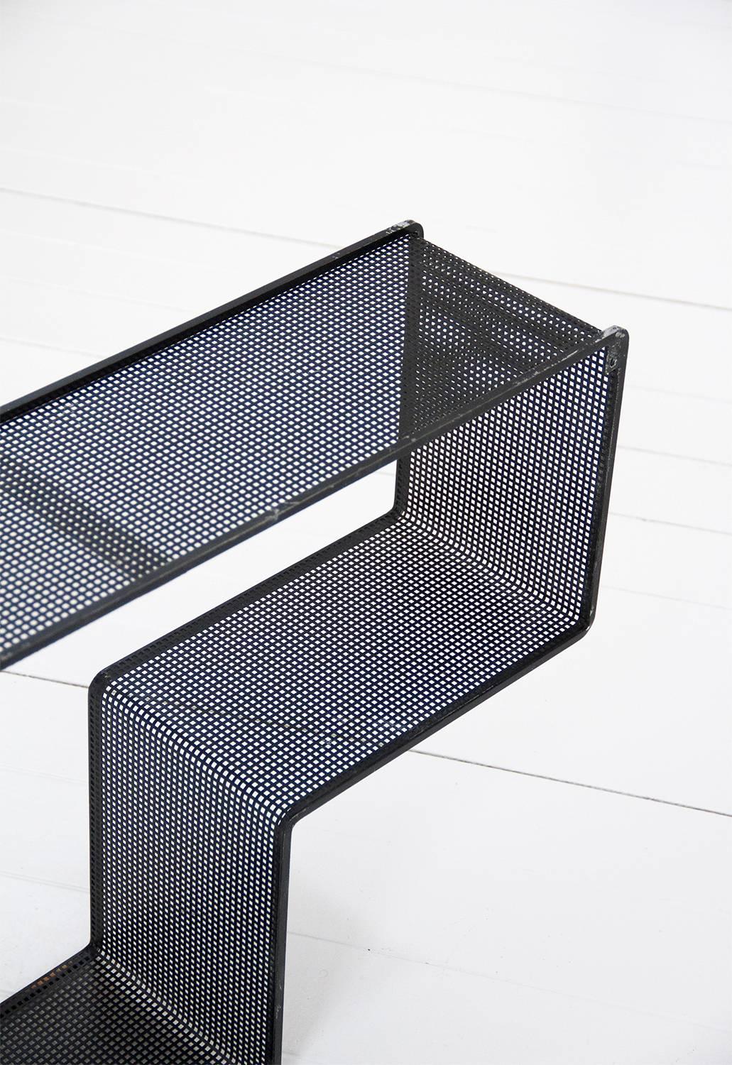 Black Dedal Wall Shelf by Mathieu Mategot, Perforated Steel, circa 1950, France For Sale 1