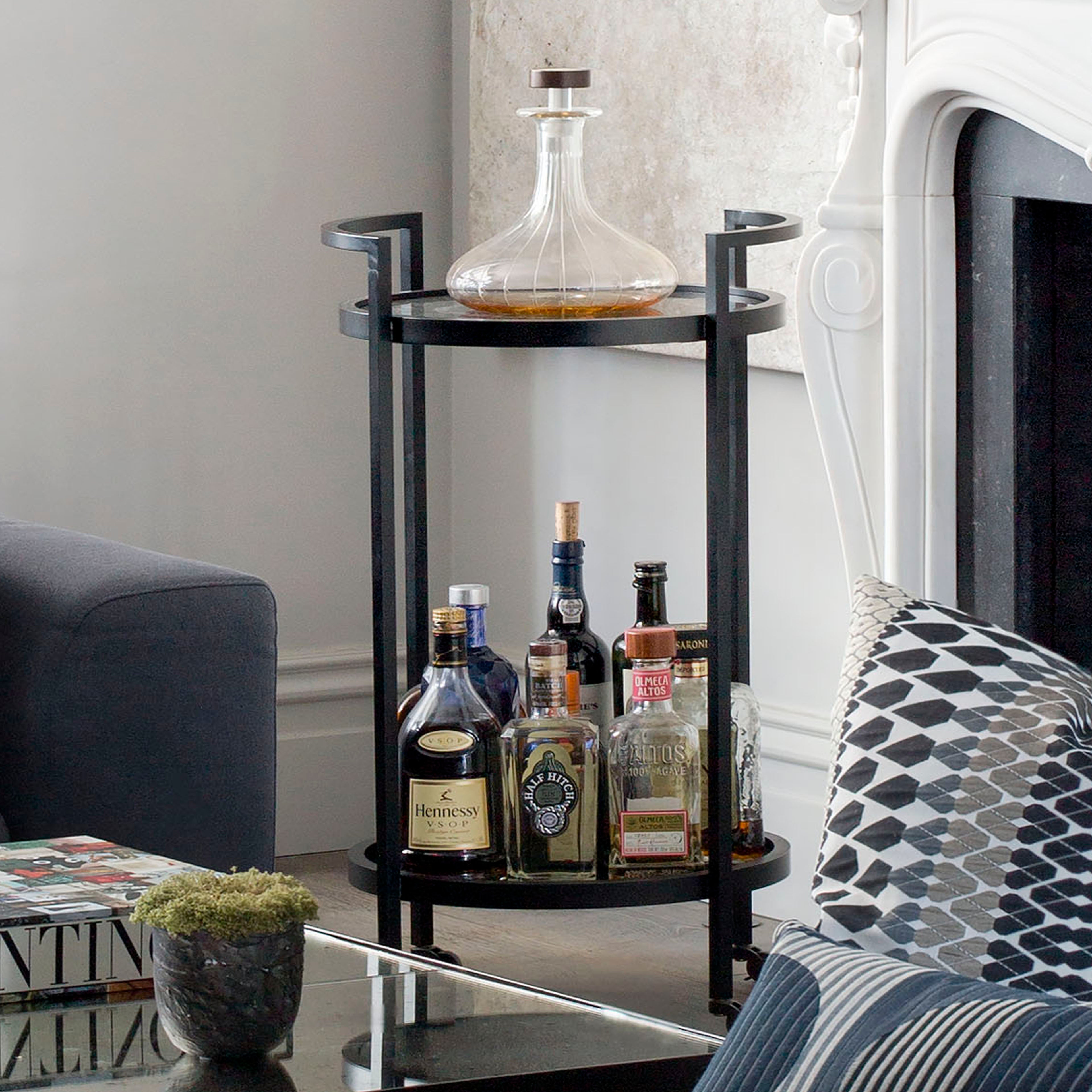 Art Deco Diana Drinks Trolley In Steel Powder Coated And Art Deco Diana Drinks Trolley In Steel Powder Coated And
