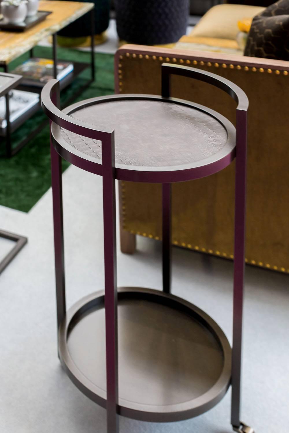 Chariot à boissons Diana d'inspiration Art Déco en acier revêtu de poudre et de marbre en vente 2