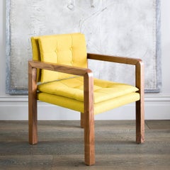 Bacco Carver Chair in Natural Walnut Upholstered with Lino