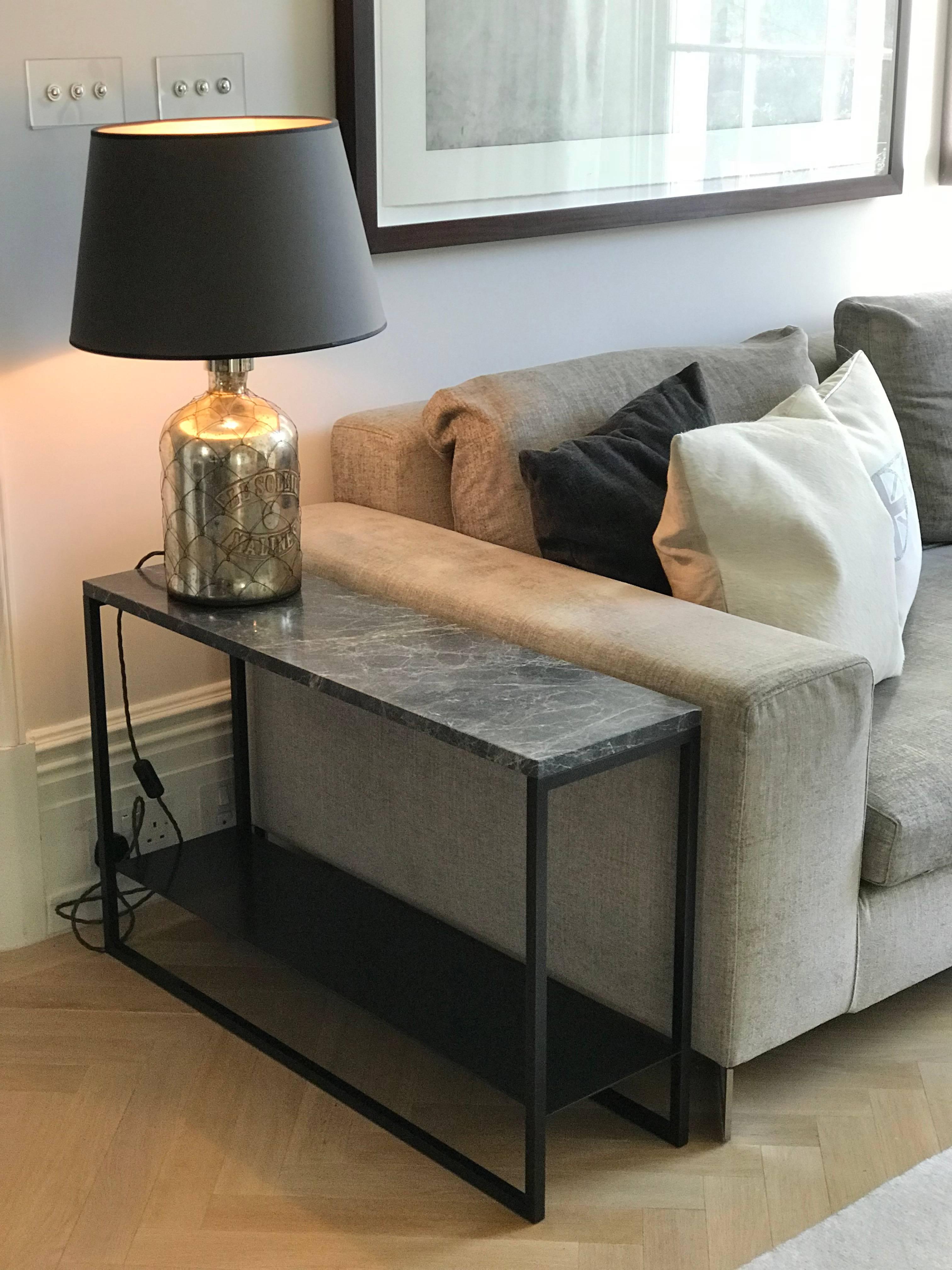 British Contemporary Eros Side Table in Marble and Powder Coated Steel