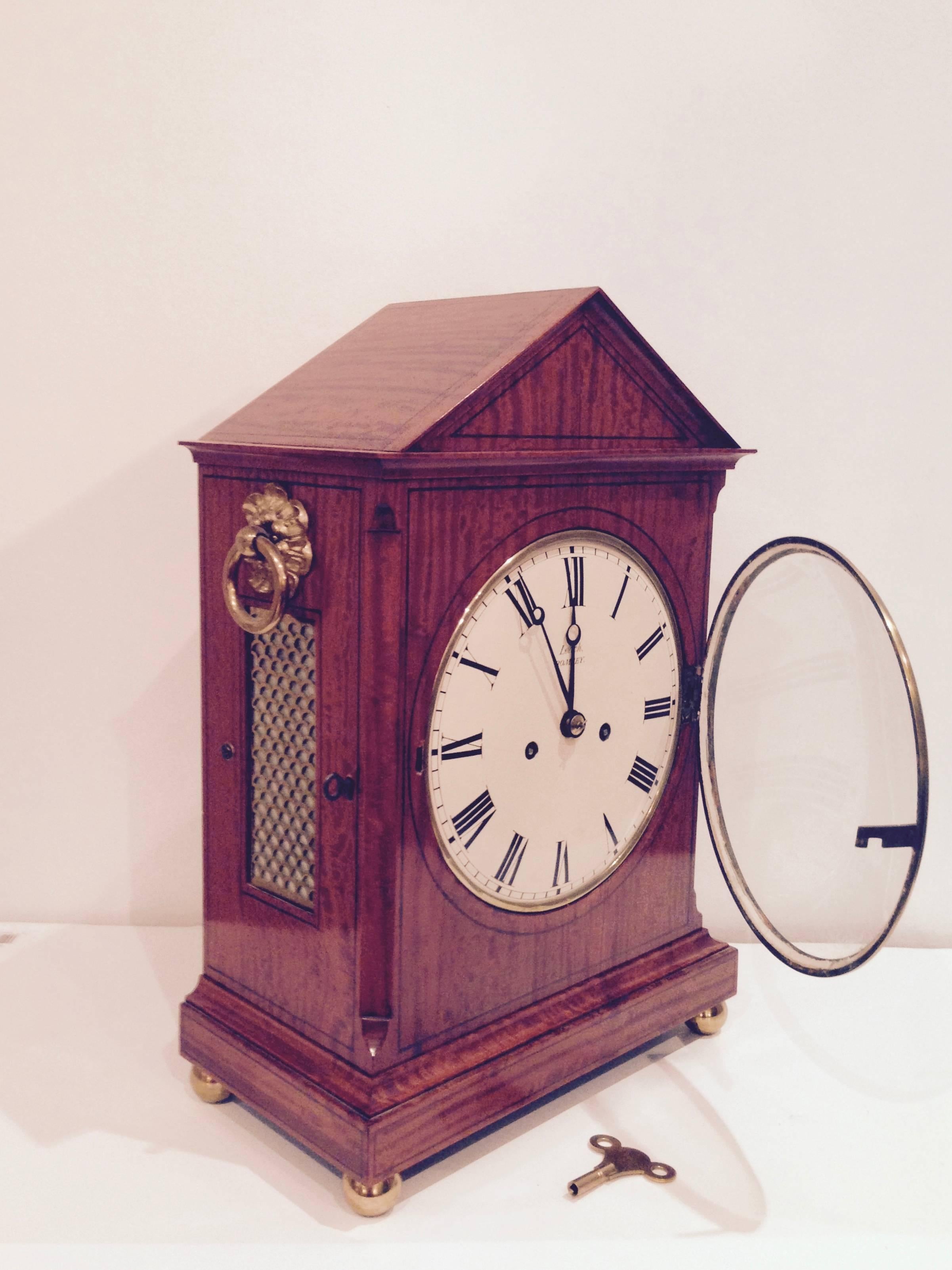 Biedermeier 19th Century John Leach Satinwood Bracket Clock For Sale