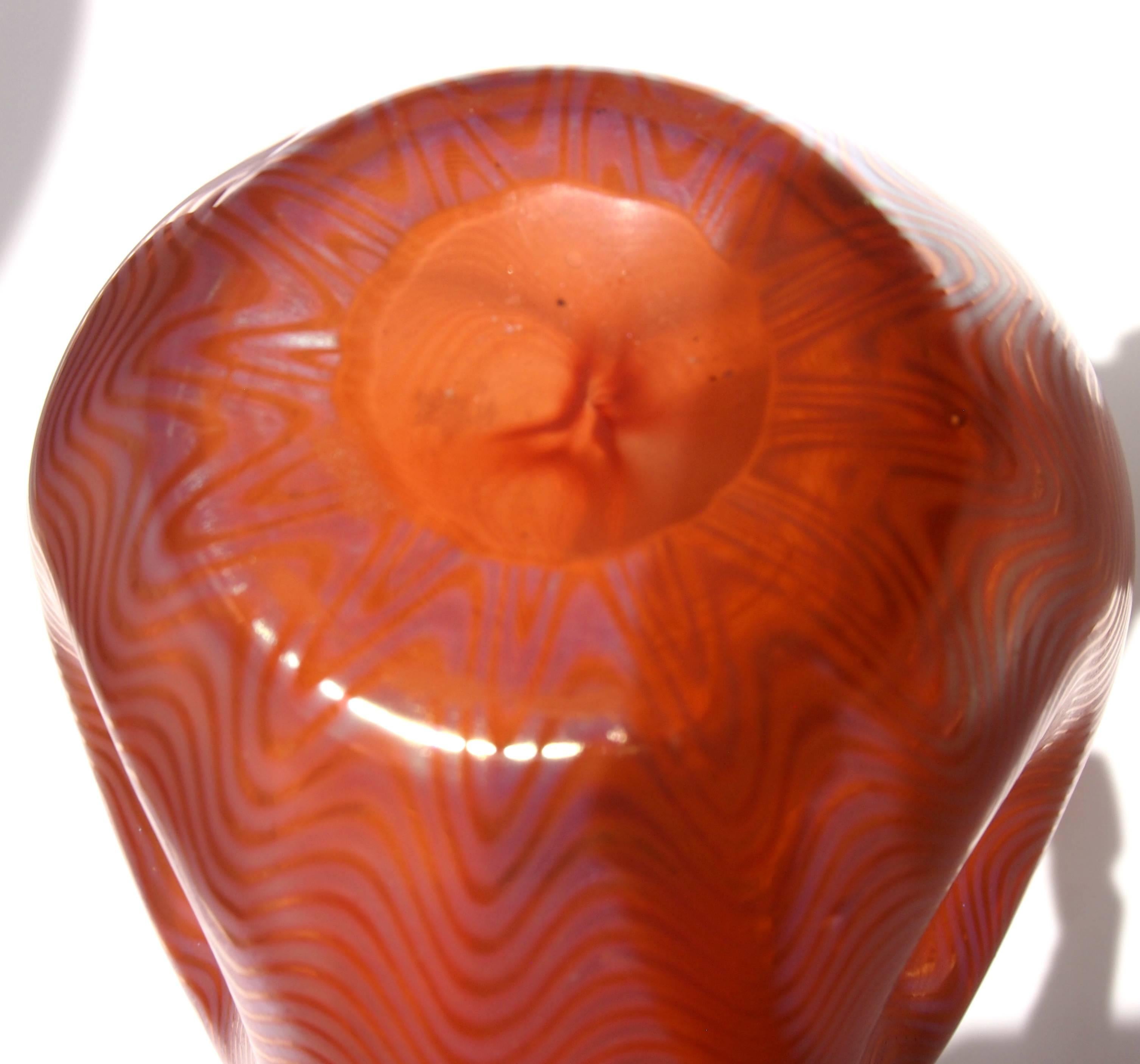 Loetz Art Nouveau Orange Phaenomen 6893 Vase In Excellent Condition In London, GB