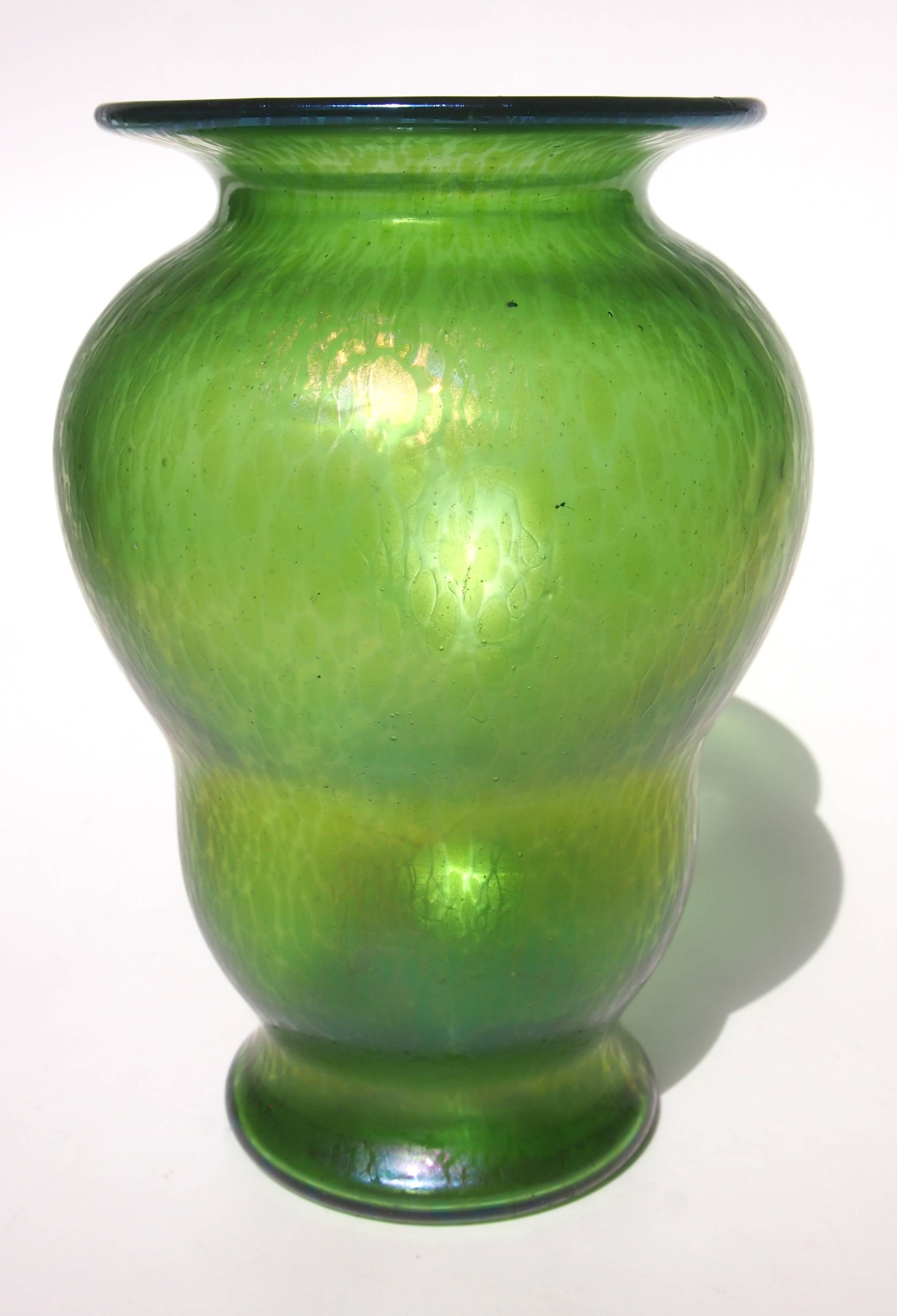 Stunning Loetz Crete (green) Ciselé vase in a great shape - Ciselé was one of Loetz's earliest iridised finishes similar to Papillon but subtly different.