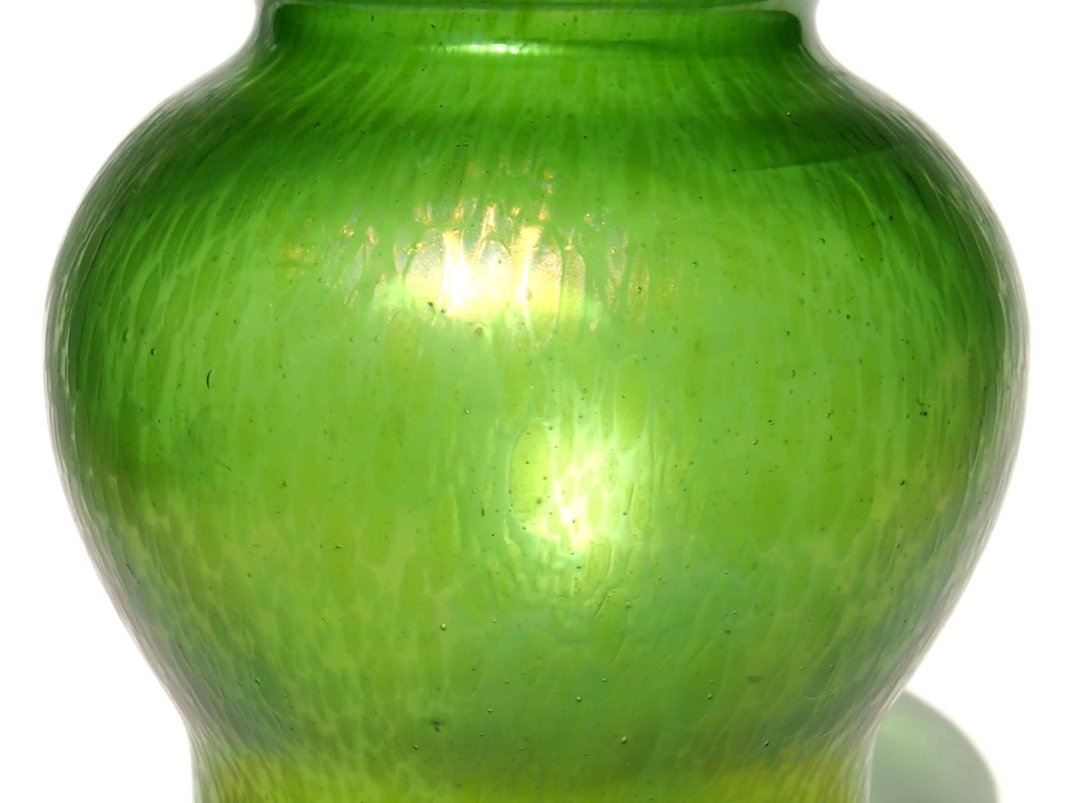Late 19th Century Loetz Art Nouveau Crete 'Green' Ciselé Vase