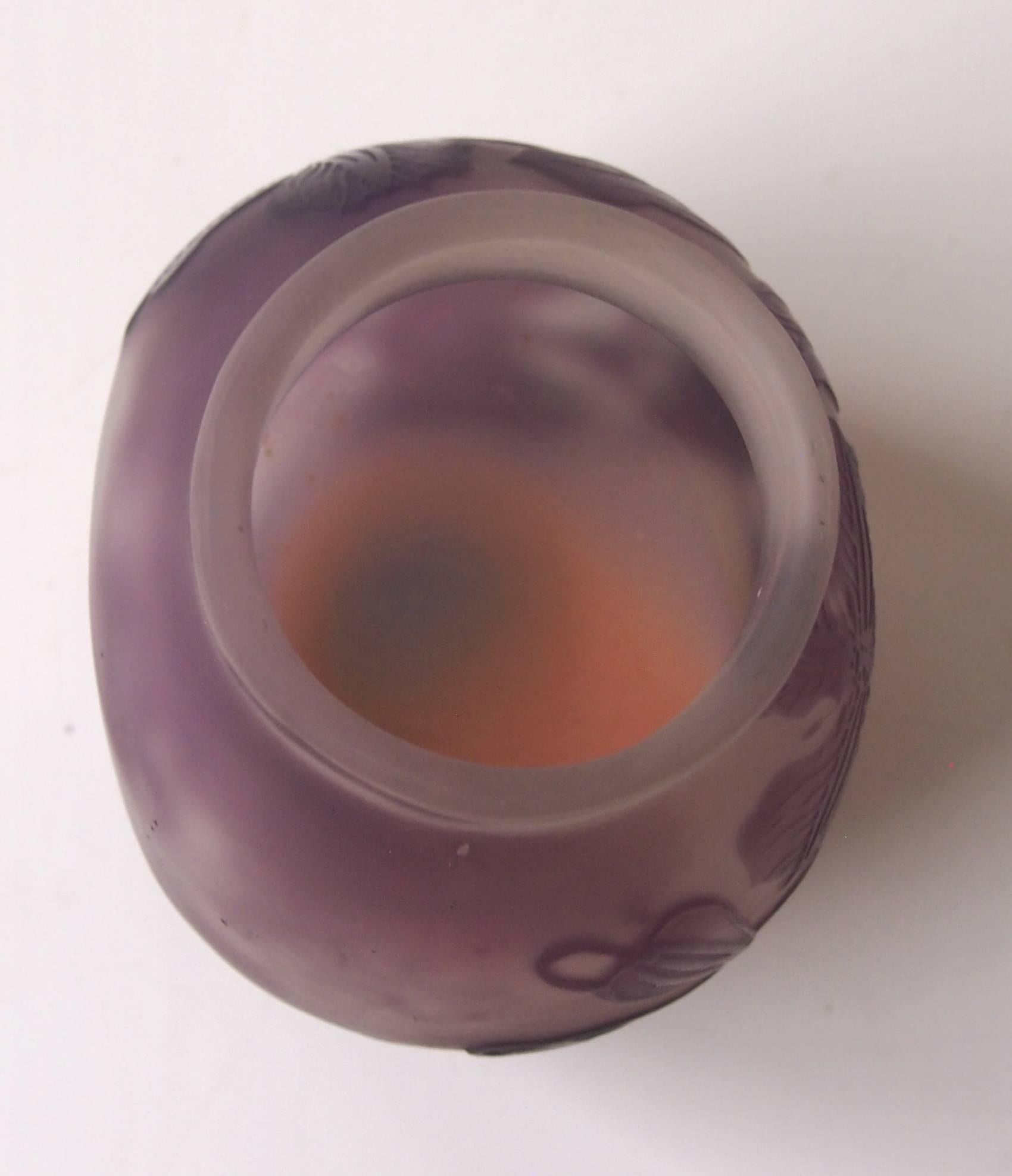 Early 20th Century French Emile Galle Art Nouveau Clematis Cameo Glass Vase circa 1900 For Sale