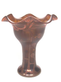 Vase de Bohème Jugendstil en verre Carl Goldberg recouvert de cuivre à finition métallique