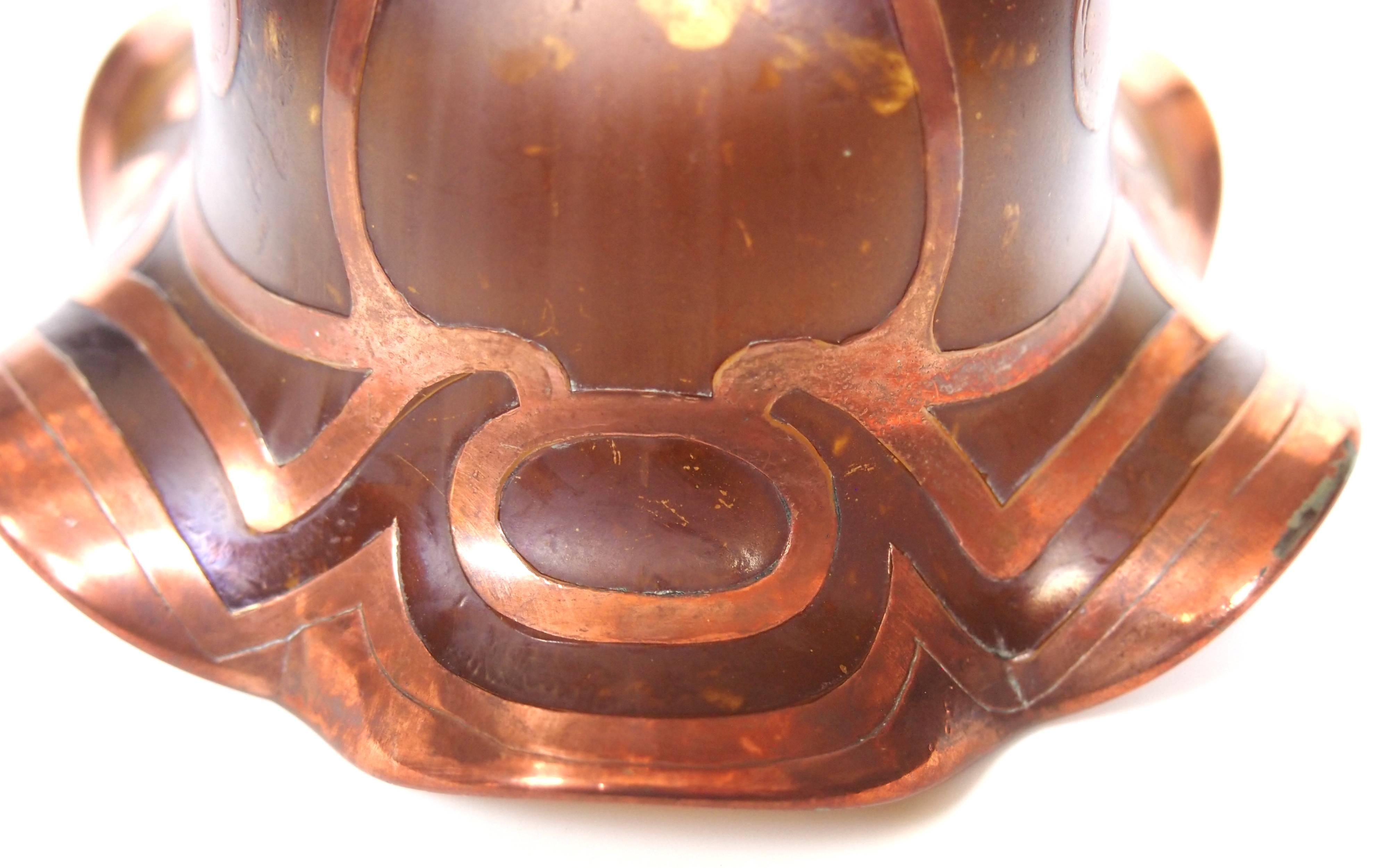 Bohemian Jugendstil Copper Clad Carl Goldberg Glass Vase in Metalic Look Finish For Sale 2