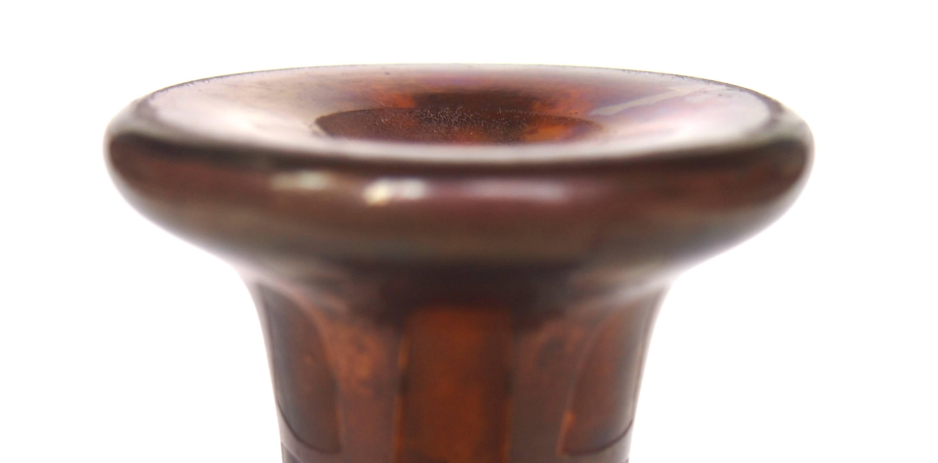Bohemian Jugendstil Copper Clad Carl Goldberg Glass Vase in Metalic Look Finish For Sale 3