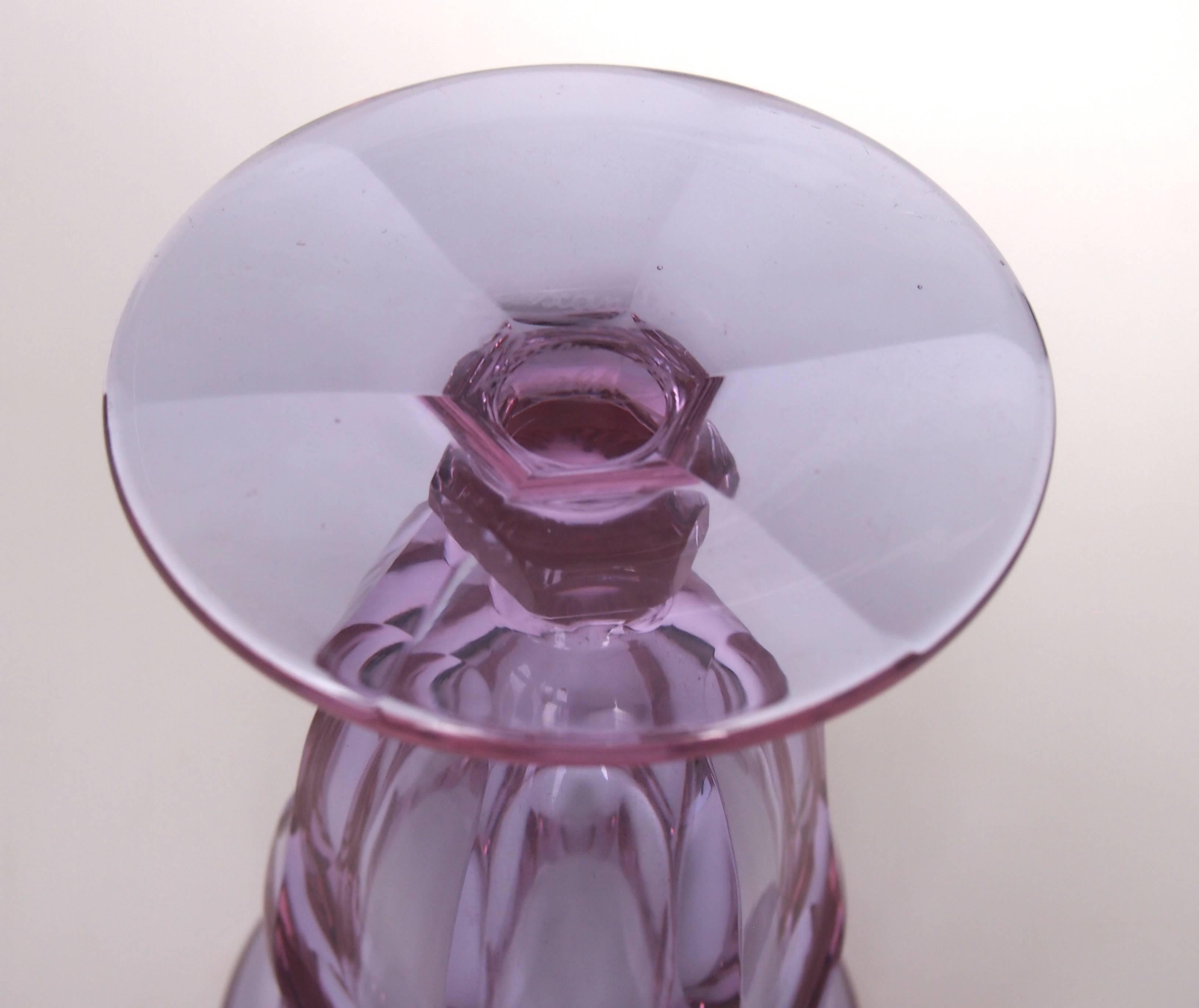 Art Glass Czech Moser Art Deco Color Change 'Alexandrit' Glass Vase by Heinrich Hussmann
