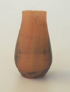 Daum Acid Cut Back and Enamel Miniature Boating Vase, Art Nouveau