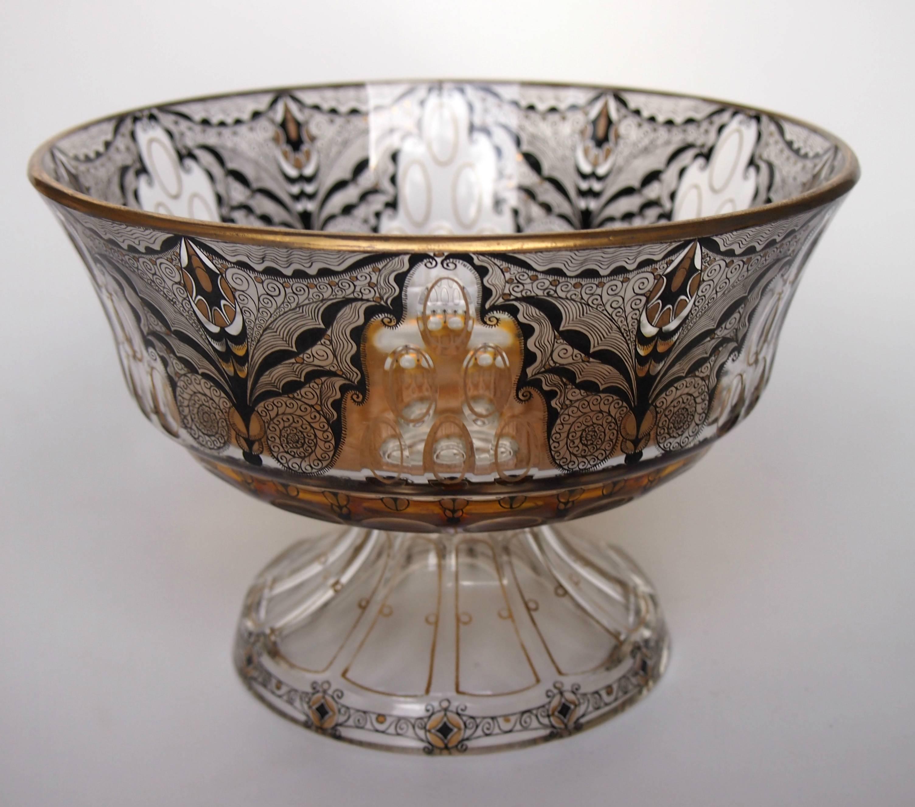 Art Nouveau Butterfly Bowl by Adolf Beckert from the Steinschönau School In Excellent Condition In London, GB
