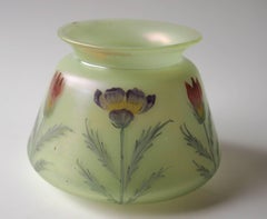 Bohemian Art Nouveau Loetz Enameled Arcadia Glass Vase circa 1900