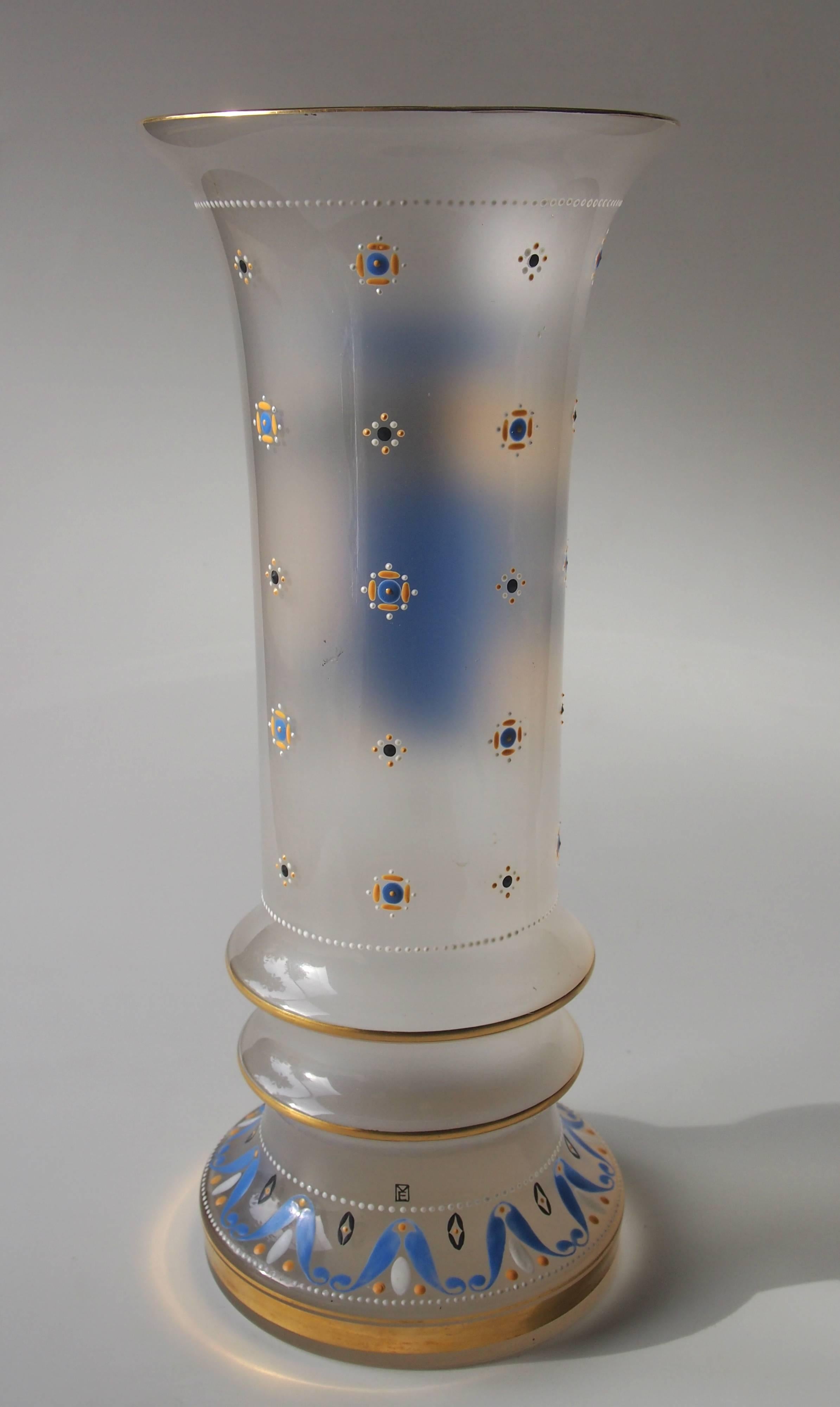 Czech Bohemian Art Nouveau Armorial Glass Vase by Hugo Max of the Steinschönau School For Sale