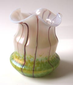 Bohemian Pallme Koenig Green and Ivory Glass Jugendstil Vase circa 1900