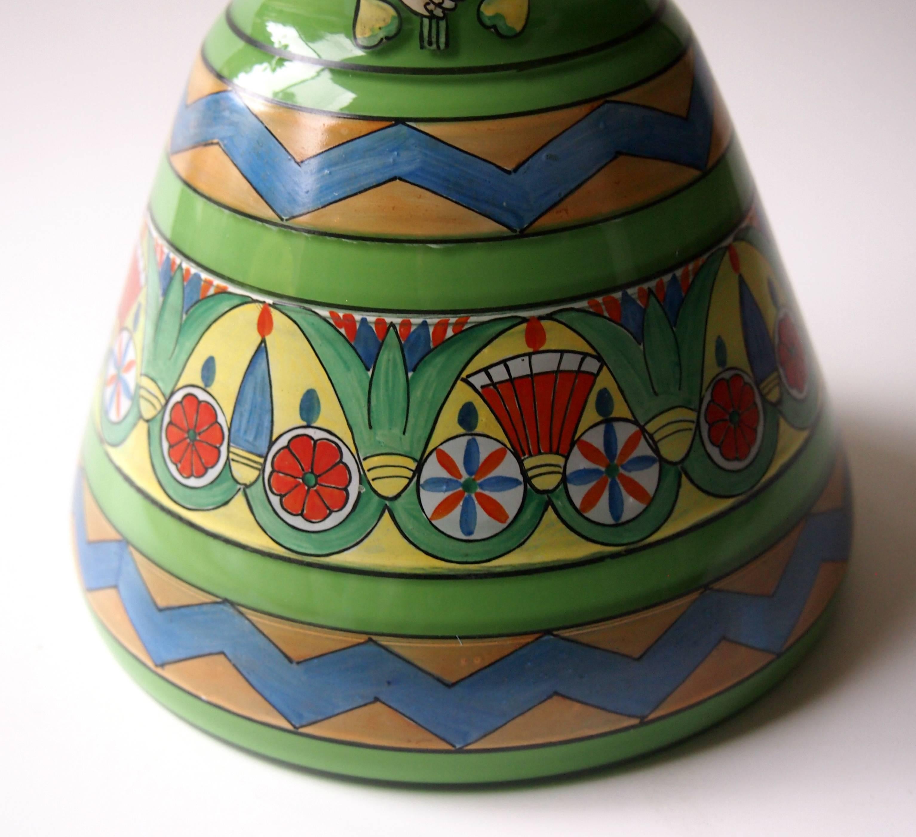 Bohemian Art Deco Moser Enameled Glass Vase in the Egyptian Style 1920s For Sale 1