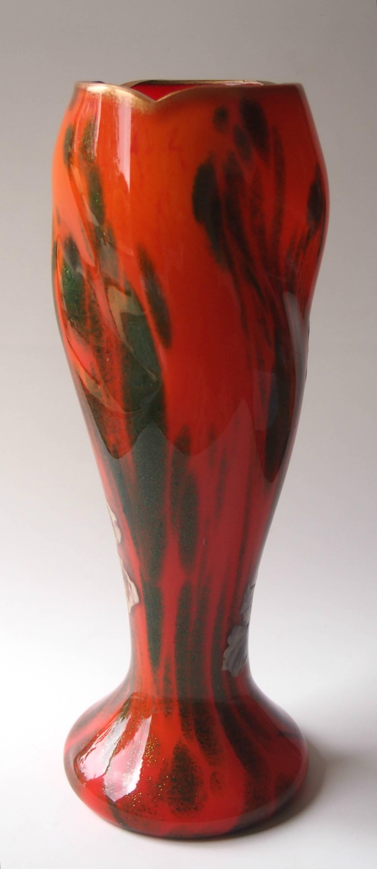 orange glass vase bohemian