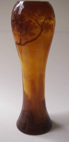 Bohemian Art Nouveau Riedel Cameo Glass Landscape Vase circa 1900