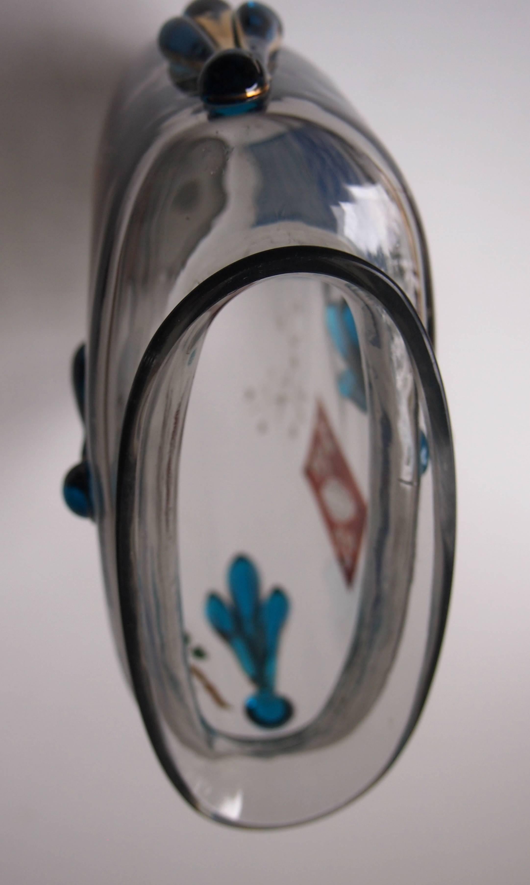 Late 19th Century Bohemian Harrach Grey Japonisme Enameled Glass 'Panel' Vase circa 1895 For Sale
