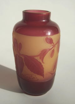 French Art Deco Crystal Cameo Glass Vase by Paul Nicolas circa 1920