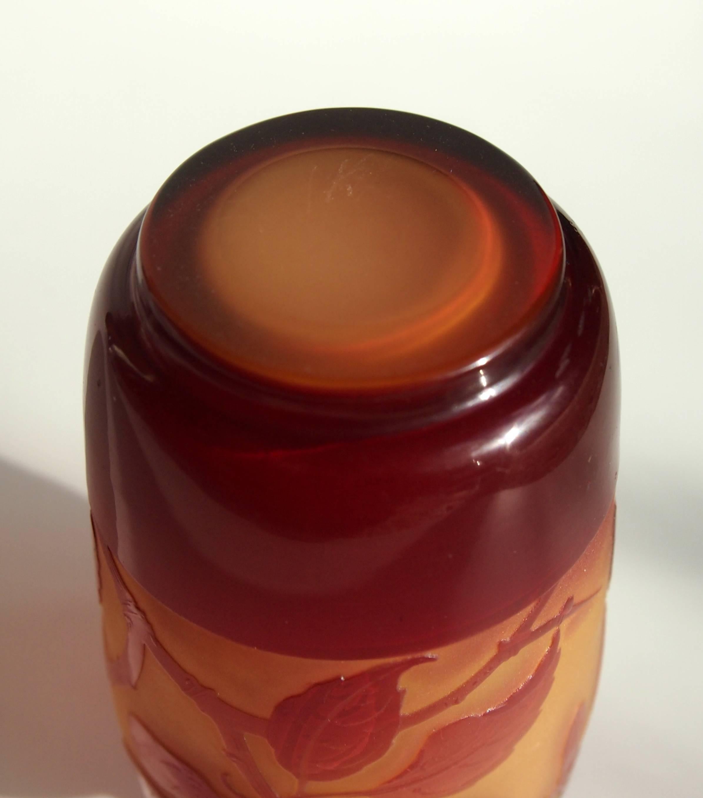 Art Glass French Art Deco Crystal Cameo Glass Vase by Paul Nicolas circa 1920 For Sale