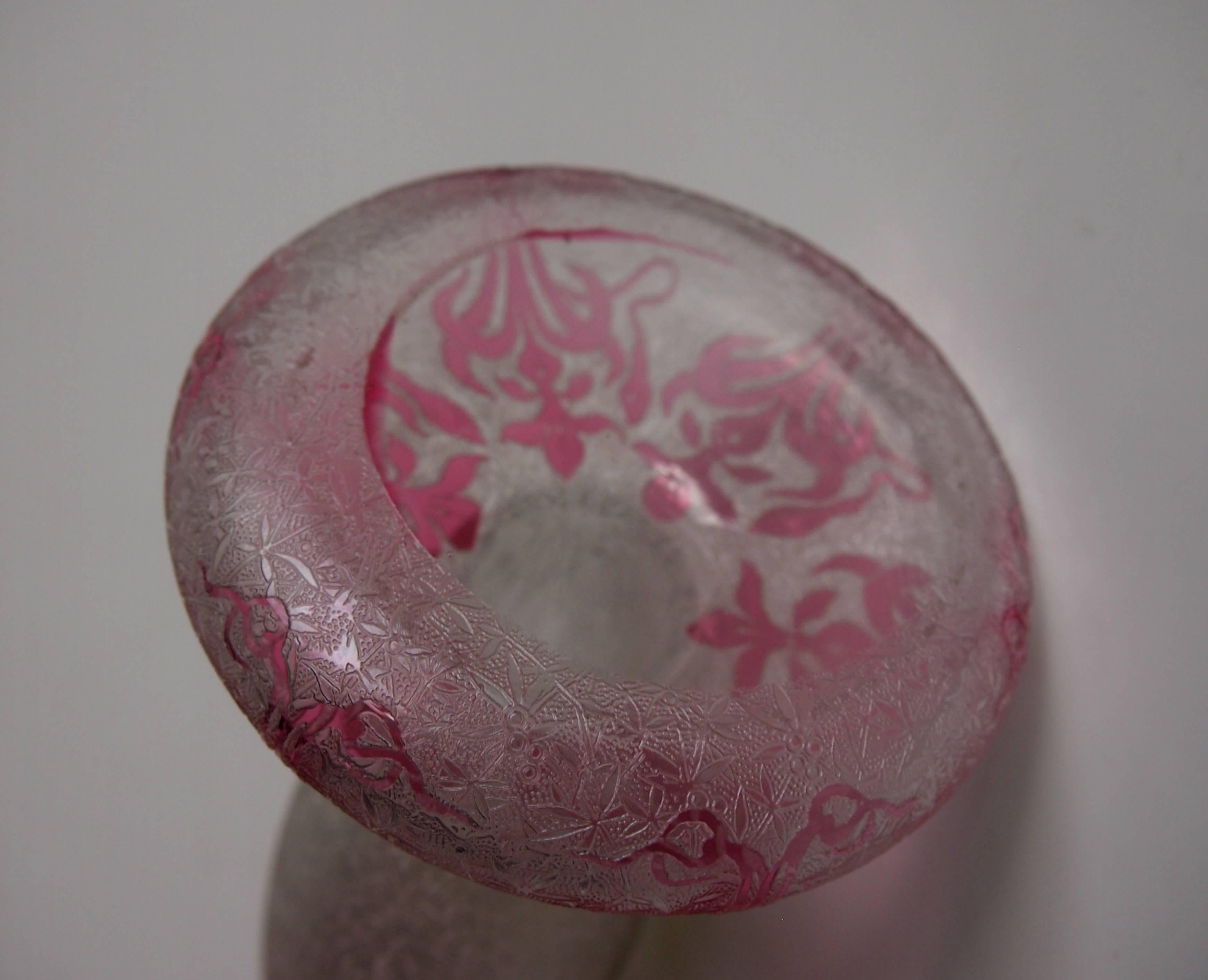 Art Nouveau Baccarat Crystal Cameo and Enamel Vase 1