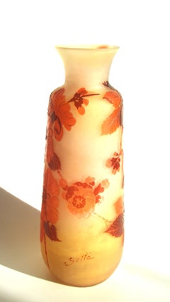 French Art Nouveau Emile Galle Cameo Glass Apple Blossom Vase c1900