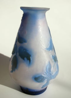 French Art Nouveau Emile Galle Fire Polished Cameo Glass Vase circa 1900