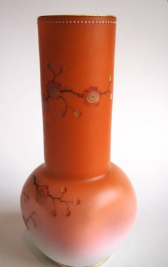 Bohemian Late Victorian Loetz Spreading Peach Glass Vase