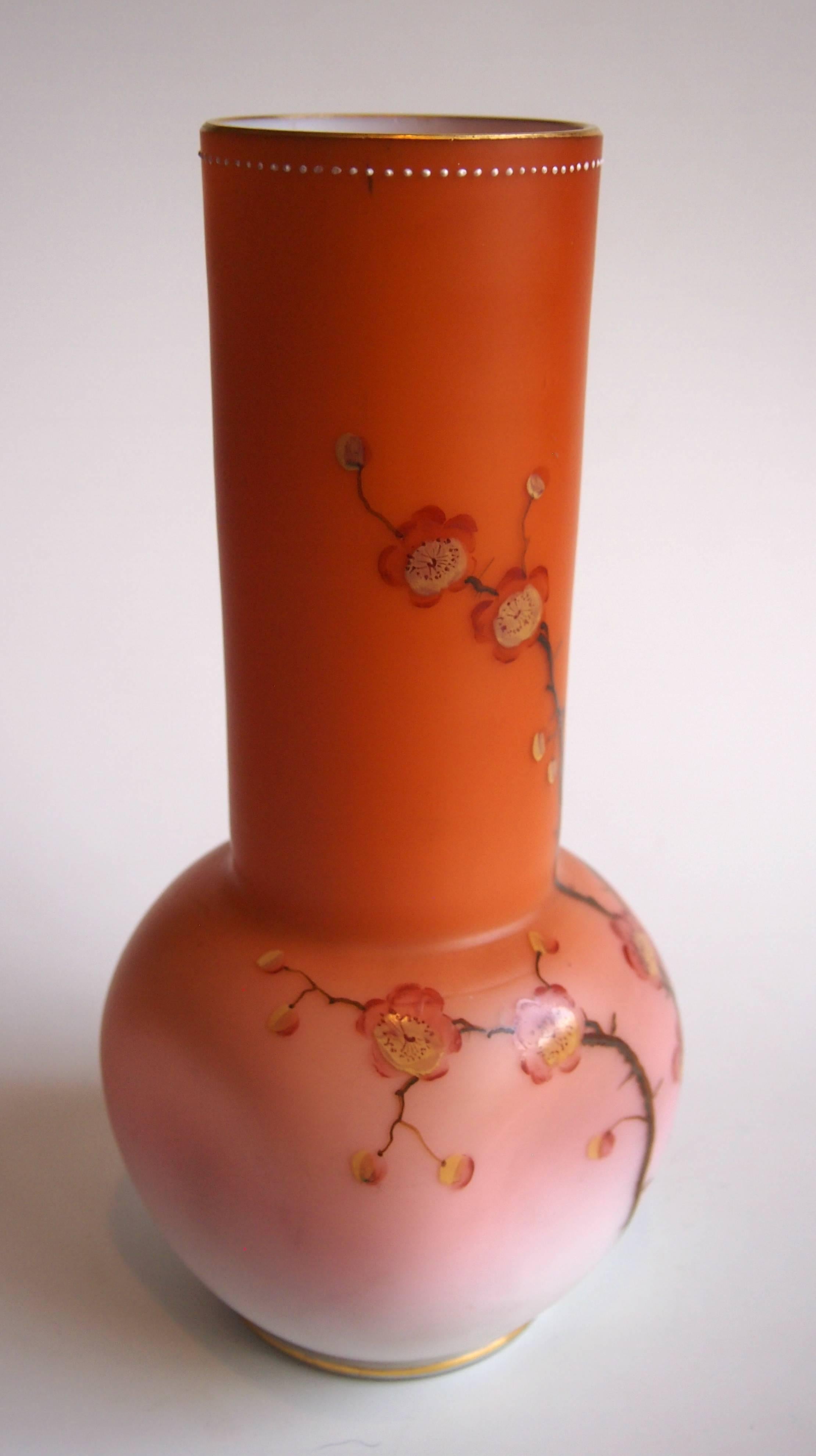 Czech Bohemian Late Victorian Loetz Spreading Peach Glass Vase For Sale