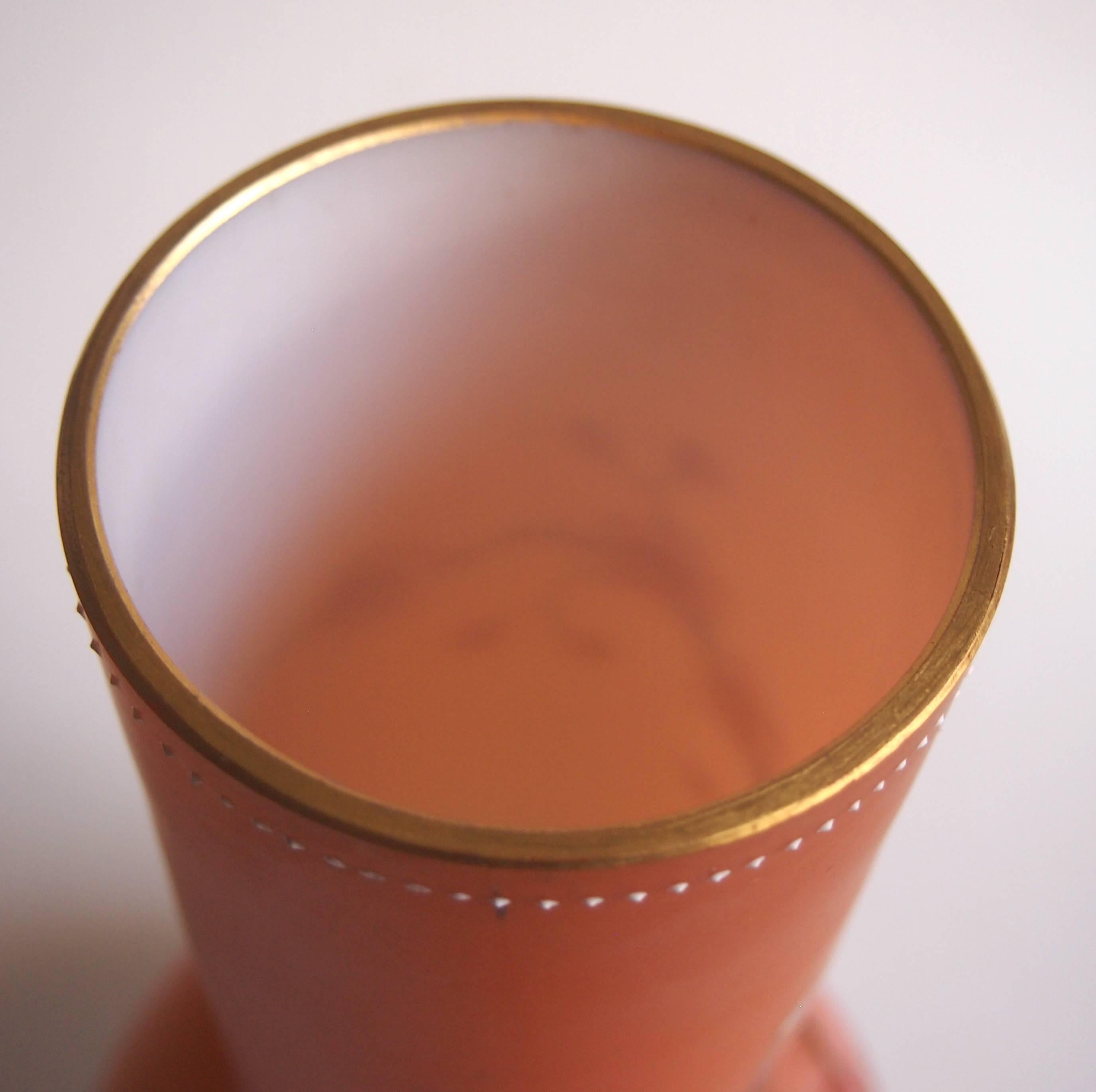 Enameled Bohemian Late Victorian Loetz Spreading Peach Glass Vase For Sale