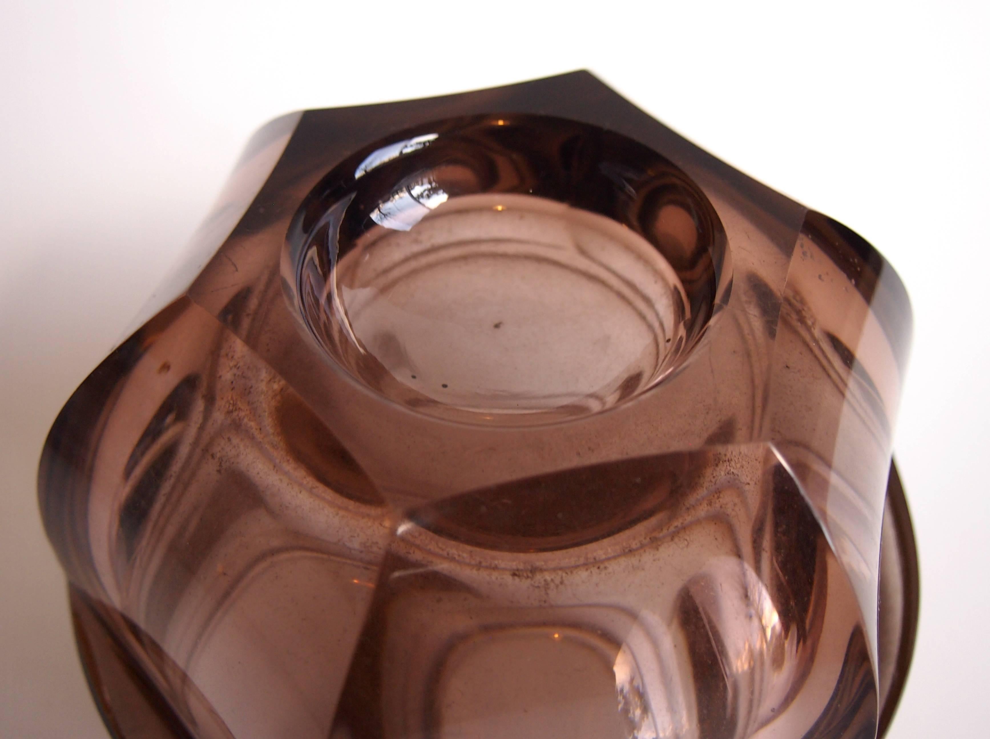 Czech Egyptian Revival Moser Deep Acid Etched Glass Vase 1937 1