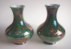 Czech Pair of Art Deco Kralik Cased 'Paperweight' Glass Vases circa 1925
