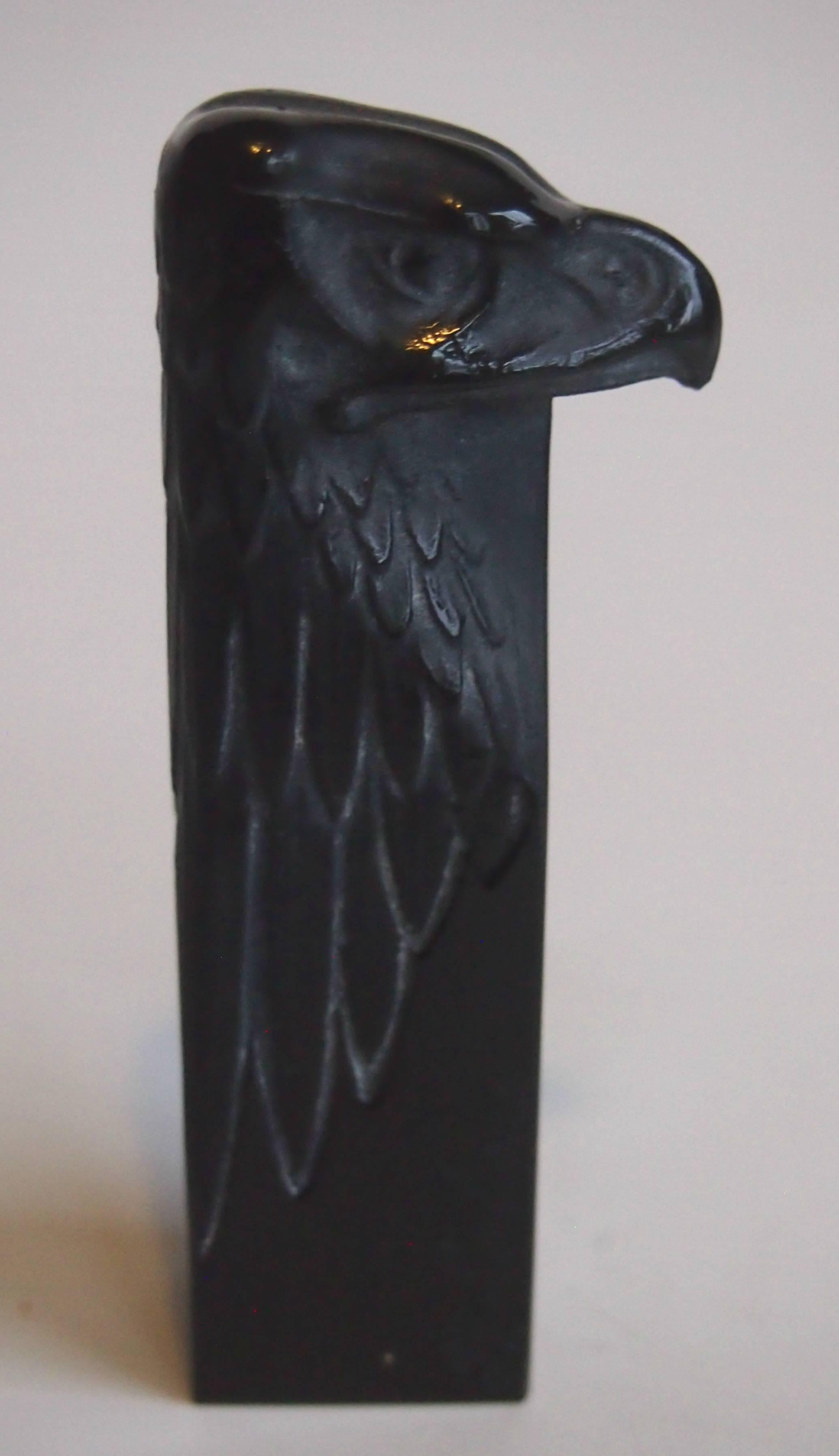 Art Nouveau French Rene Lalique Black Eagle Head Glass Cachet 1911