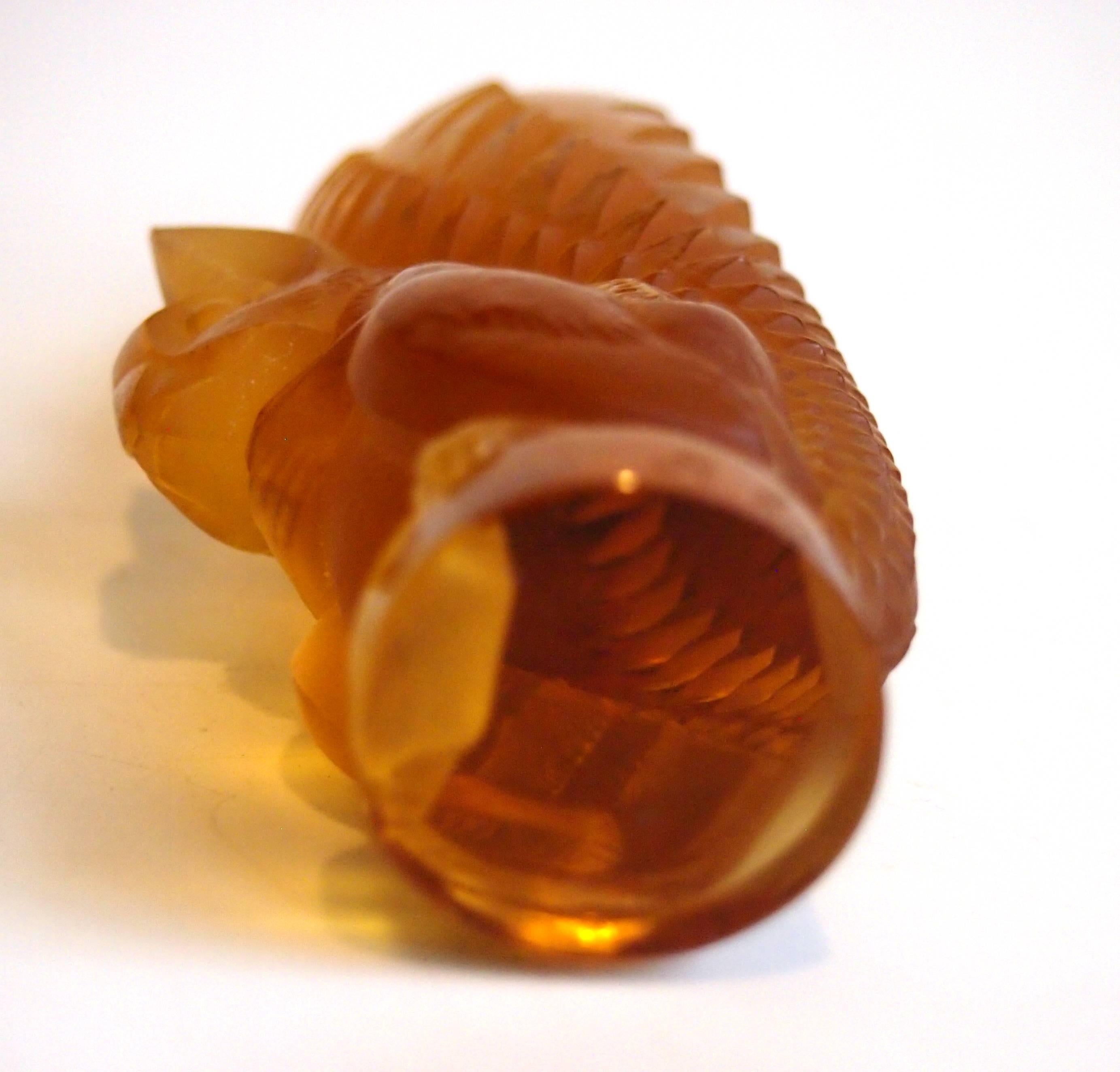 Art Glass French Art Deco Rene Lalique Yellow Glass Squirrel Cachet- 1930s