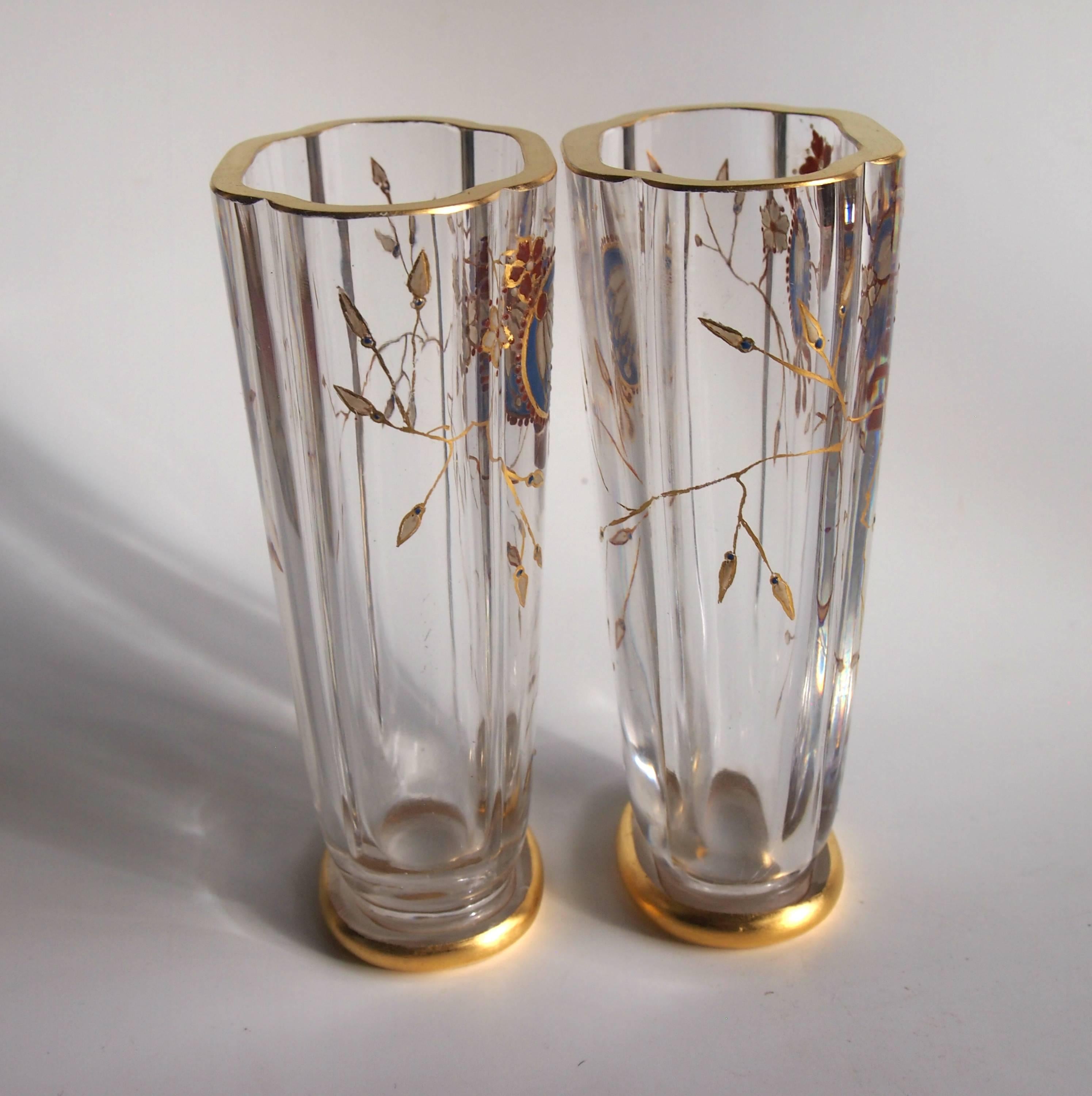 Baccarat Pair of Chinoiserie Enamel Vases In Excellent Condition In London, GB
