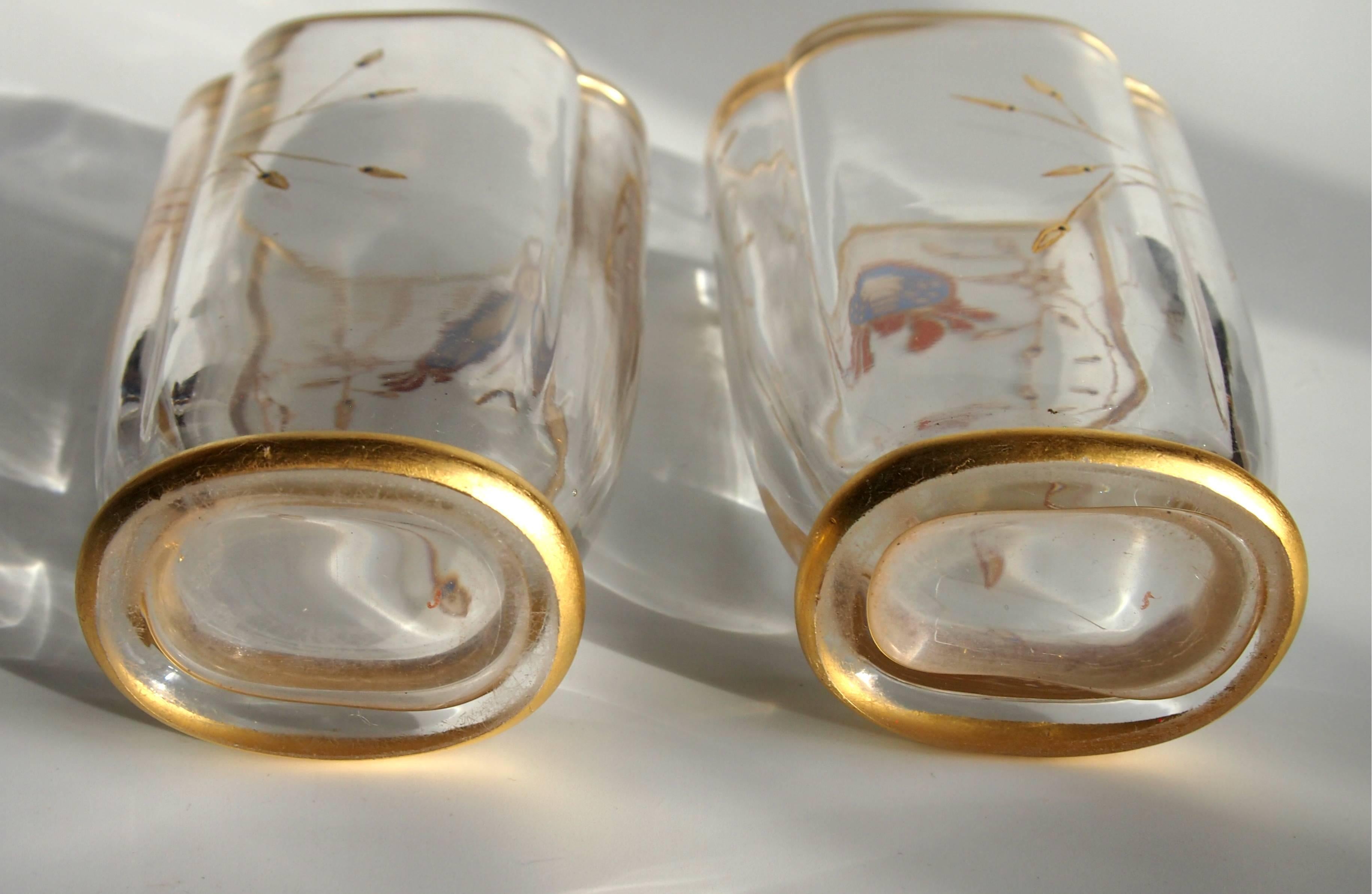 Art Glass Baccarat Pair of Chinoiserie Enamel Vases