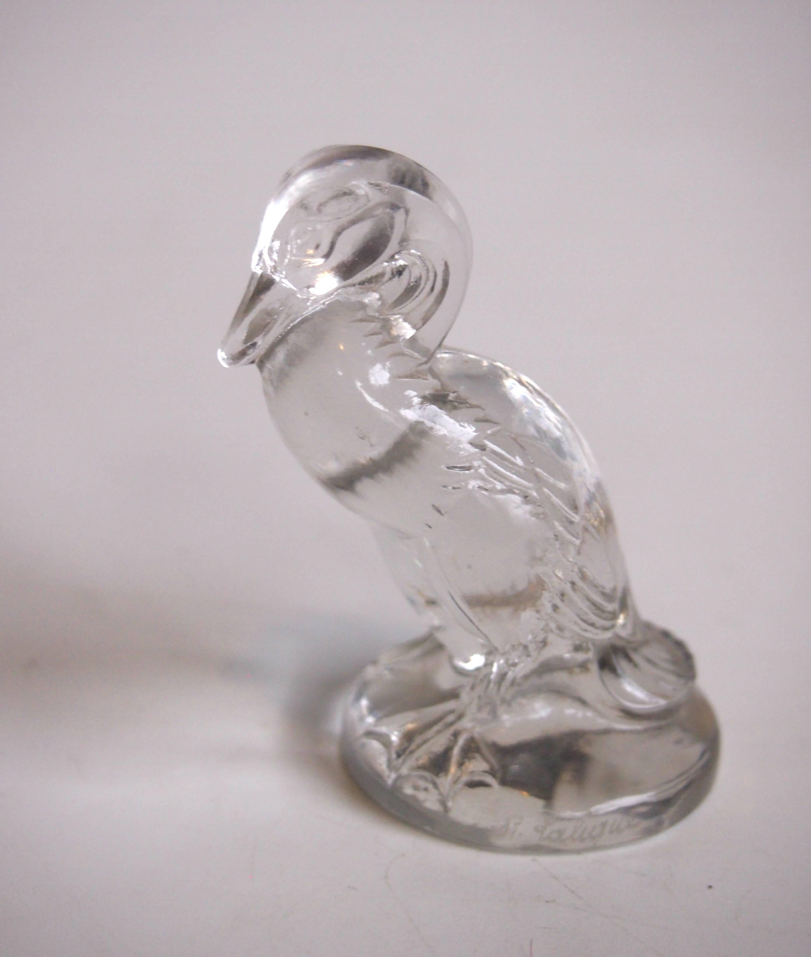 French Rene Lalique Art Deco Glass Duck Cachet 1925 In Good Condition In London, GB