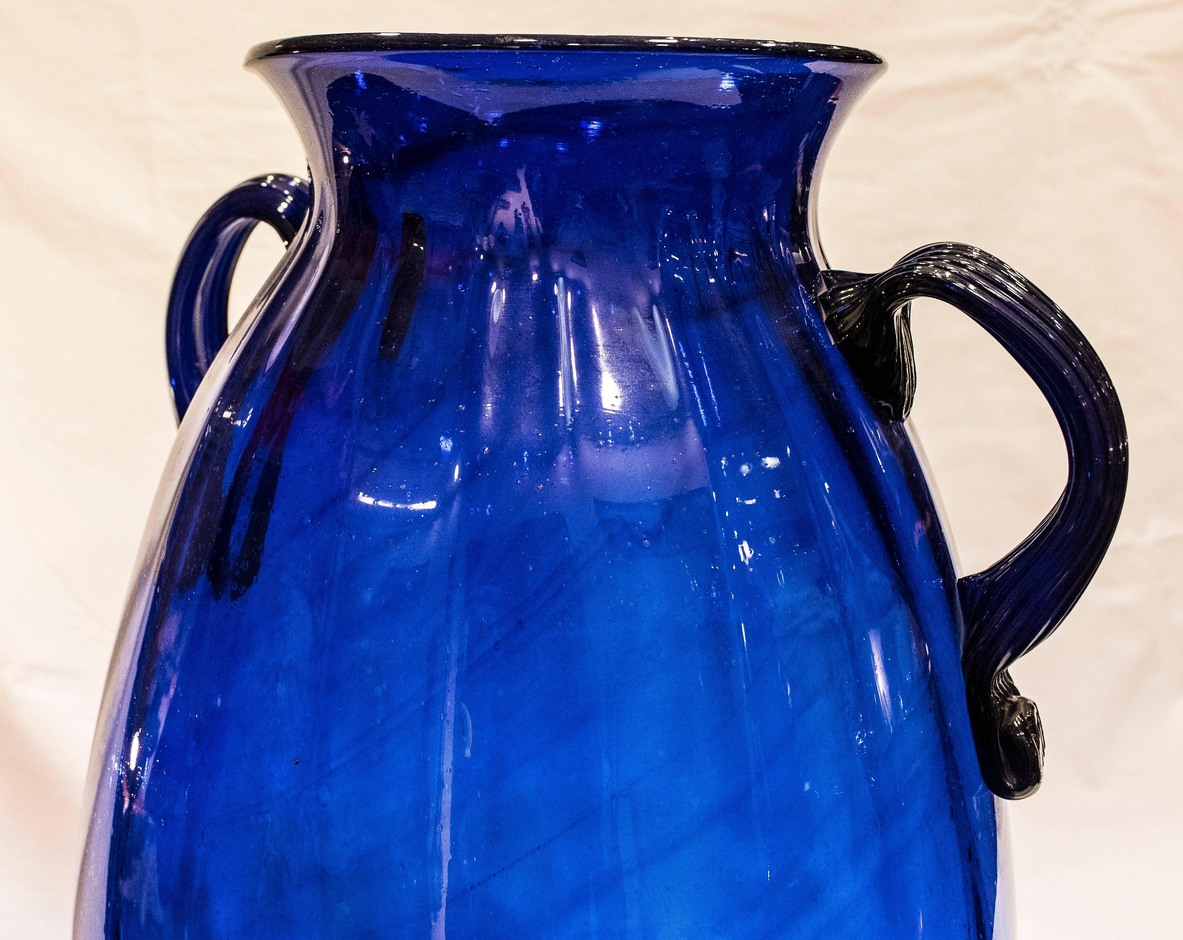  19th Century Murano  Blue Crystal Italian Vases In Excellent Condition In Valladolid, ES