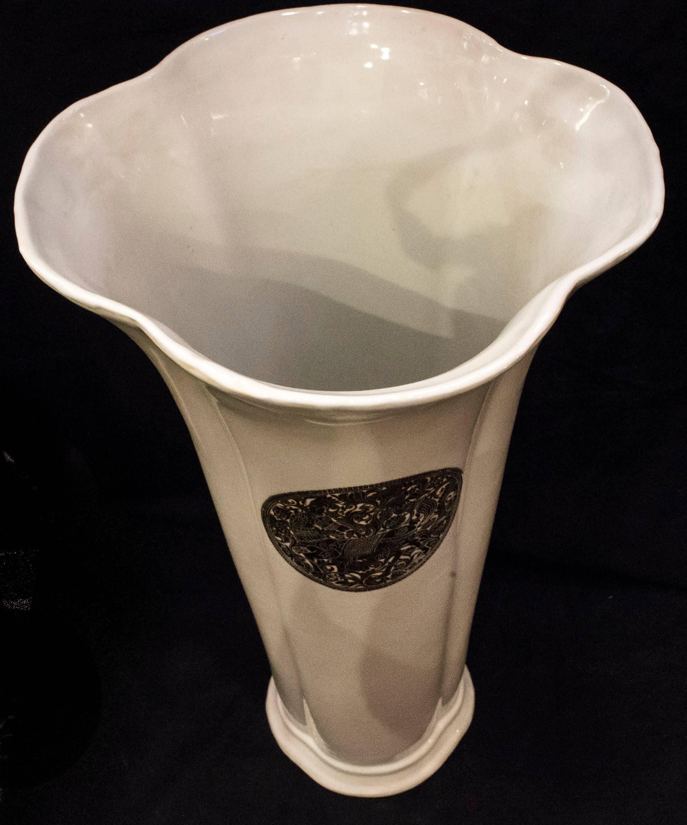 20th Century Fabienne Jouvin Midcentury  white Flower-Shaped French porcelain Vases