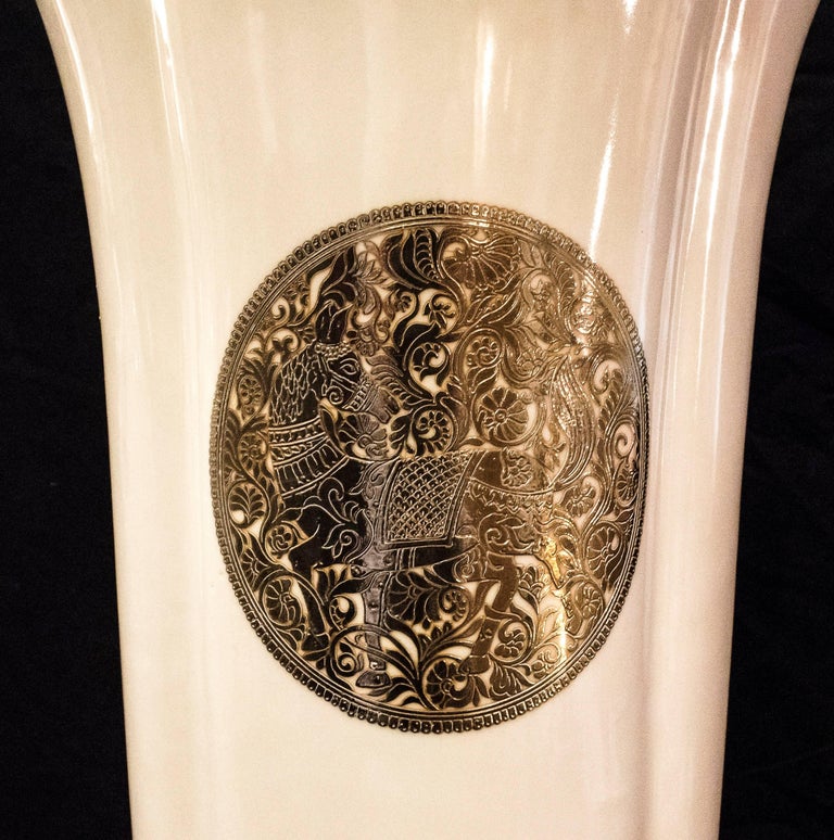 Fabienne Jouvin Midcentury white FlowerShaped French porcelain Vases