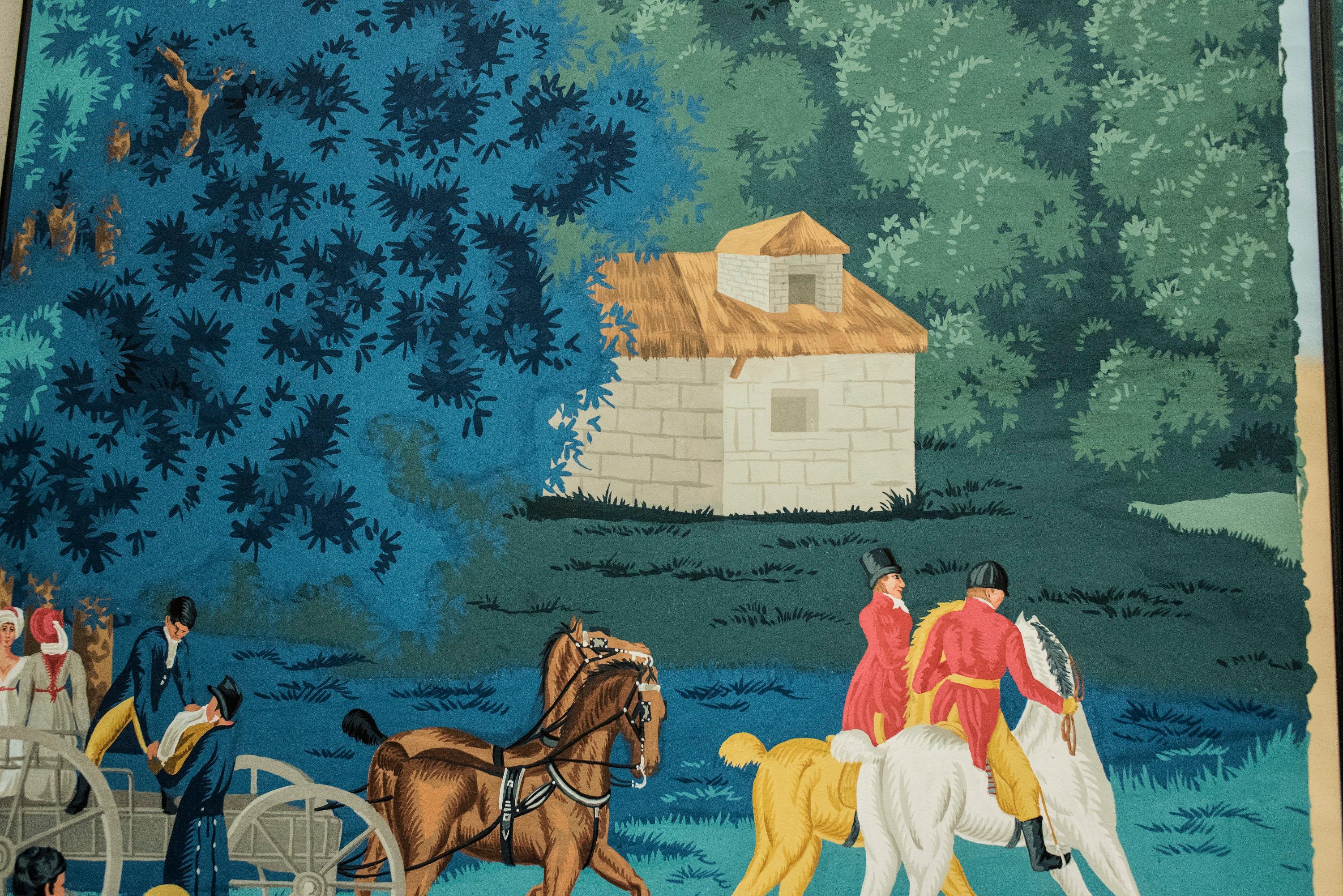 Late 20th Century De Gournay Painted couple of 2  Wallpaper from Duarte Pinto Coelho Collection