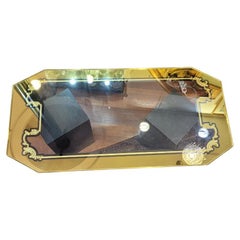 Tavolo eglomise in vetro di Murano in stile Art Nouveau, giallo tenue o dorato