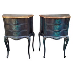 Pair of French Provençal dressers or tables, black and blue wood