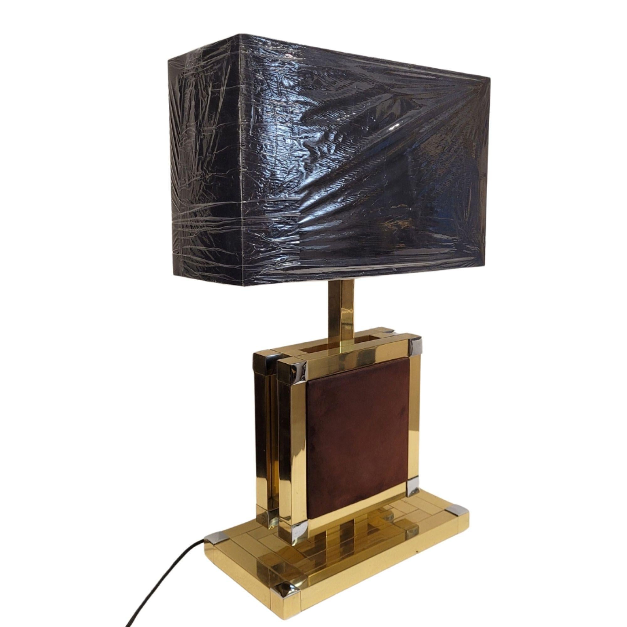 italien Italie Lampe à poser, laiton et acier chromé, Willy Rizzo pour BD Lumica en vente